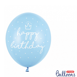 Latexballonger Happy Birthday Baby Blue 30cm 6st Strong