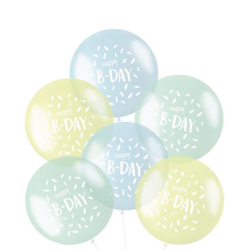 Latexballonger XL Happy B-Day Pastell Mix Blå 48 cm