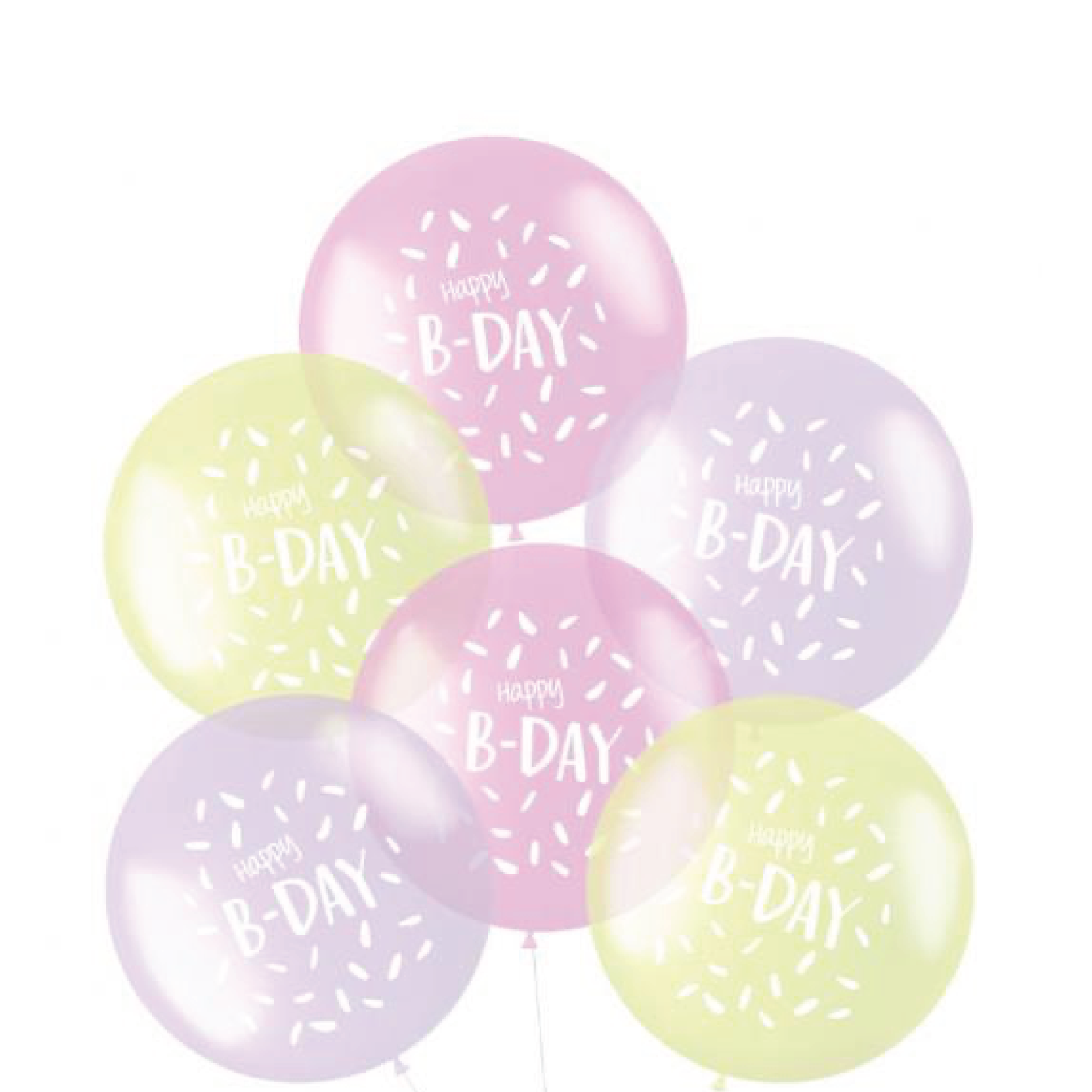 Latexballonger XL Happy B-Day Pastell Mix Rosa 48 cm
