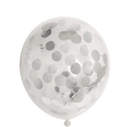 Latexballonger Konfetti Metallic Silver 30cm 6st