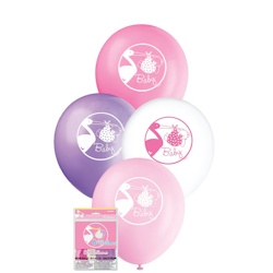 Latexballonger Babyrosa Flicka med Stork Motiv