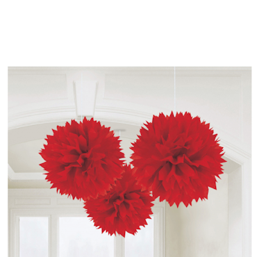 Pom Pom Red Hängande Dekoration 40cm