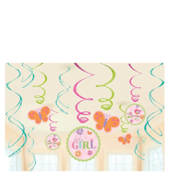 Tweet Baby Girl Swirls Decorations 12 st