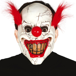 Clown mask med rött hår latex