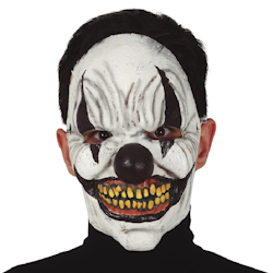 Läskig Clownmask Svart/Vit Latex
