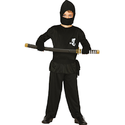 Svart Ninja Maskeraddräkt barn