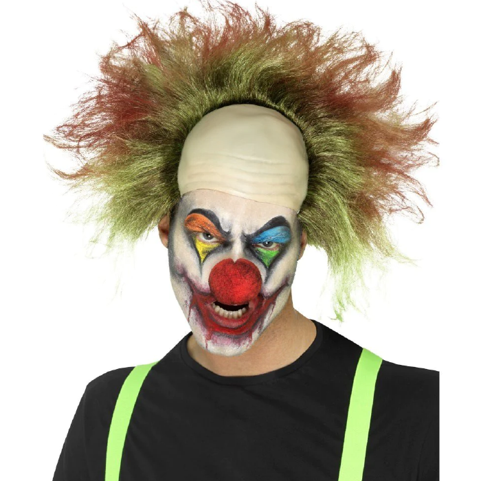 Peruk Blodig grön skallig Top Clown