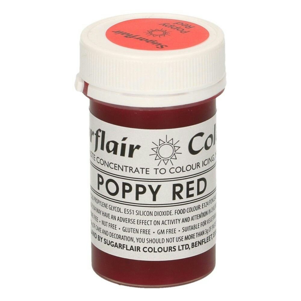 Sugarflair Colours Röd, pastafärg (Poppy Red - SC)