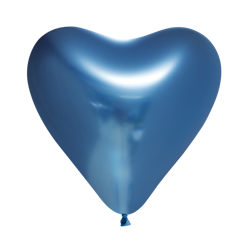 Hjärtballonger Chrome Mirror Blå