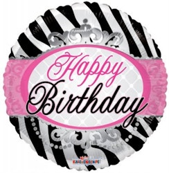 Folieballong Happy Birthday Zebra