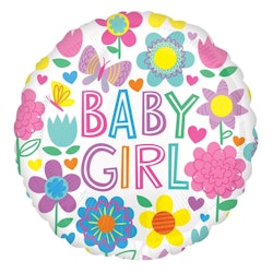 Folieballong Baby Girl blommor