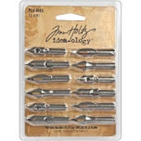 Tim Holtz Idea-Ology Metal Worded Pen Nibs 12/Pkg - ...