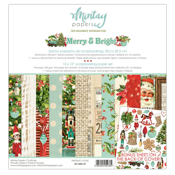Mintay Papers - 12 X 12 PAPER SET - MERRY & BRIGHT