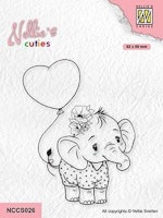 NS Clearstamp  - Elephant with heart balloon