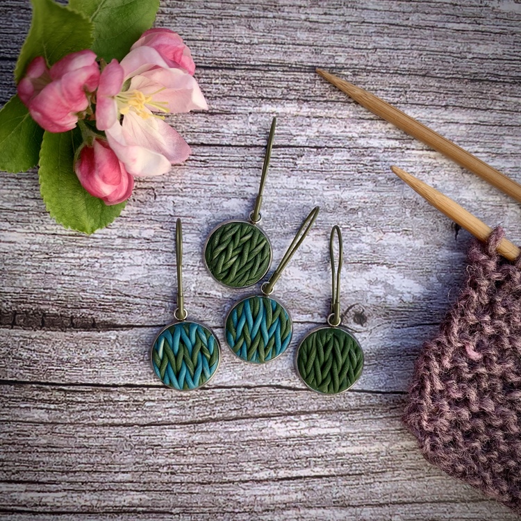 Stickmarkörer - Knit stitch grön + grön/turkos