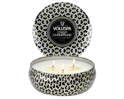 Voluspa 3-Wick Candle In Decorative Tin - Crisp Champagne