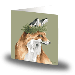 Cards by Jojo - Pine Wreath Fox - Stort kort