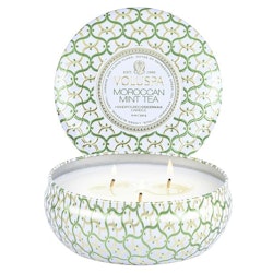 Voluspa 3-Wick Candle In Decorative Tin - Moroccan Mint tea