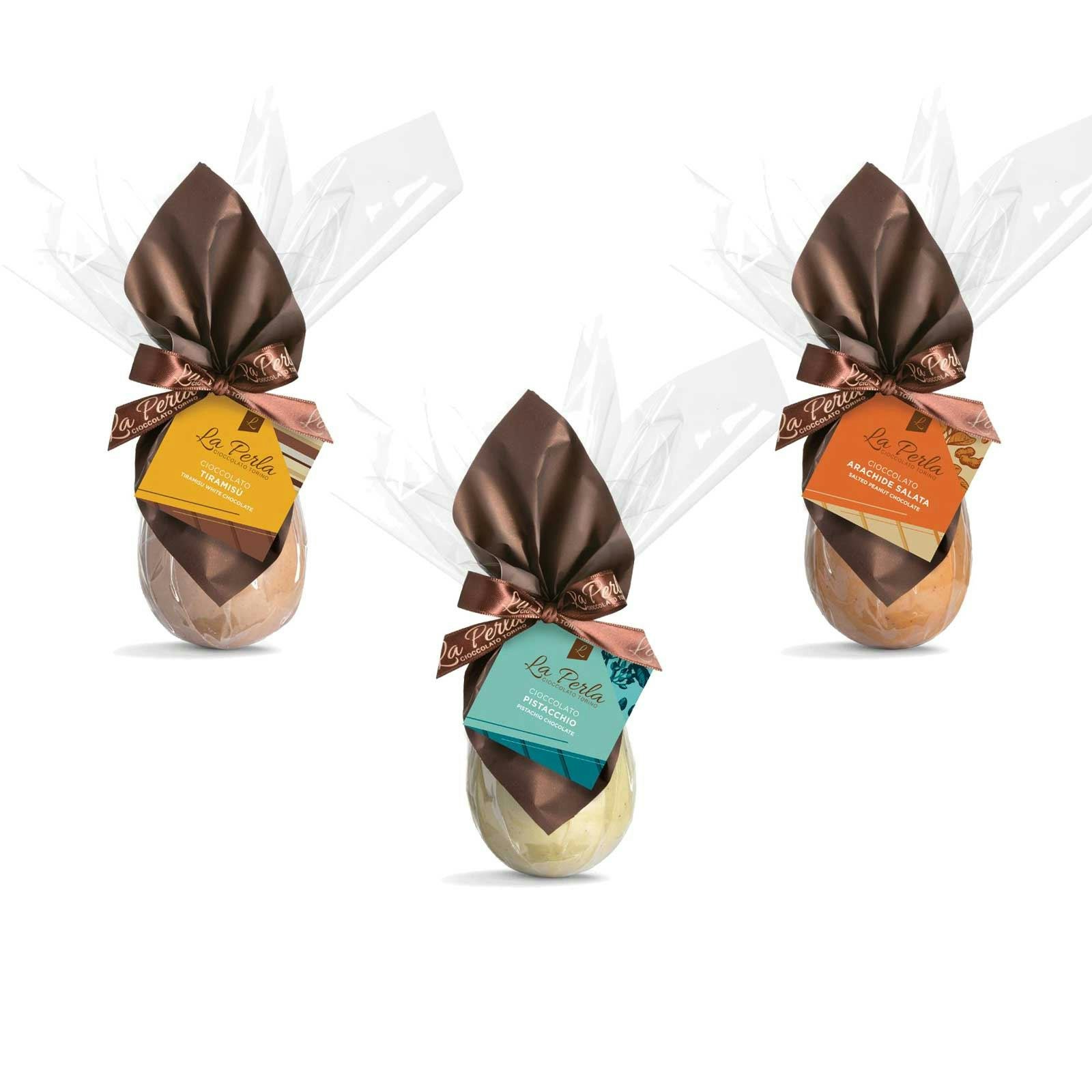 Chocolate eggs – Peanut, Pistachio and Tiramisú
