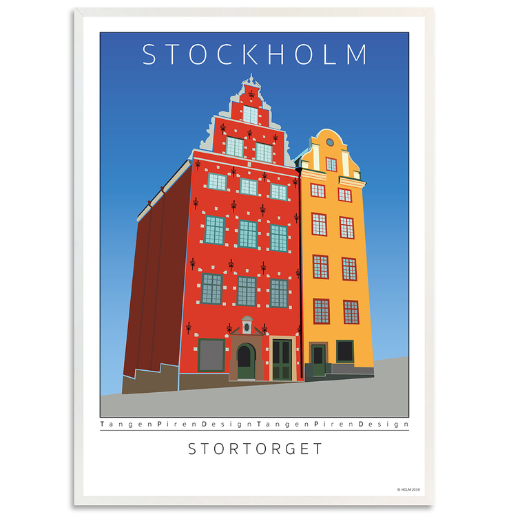 Poster Stockholm Stortorget med vit ram