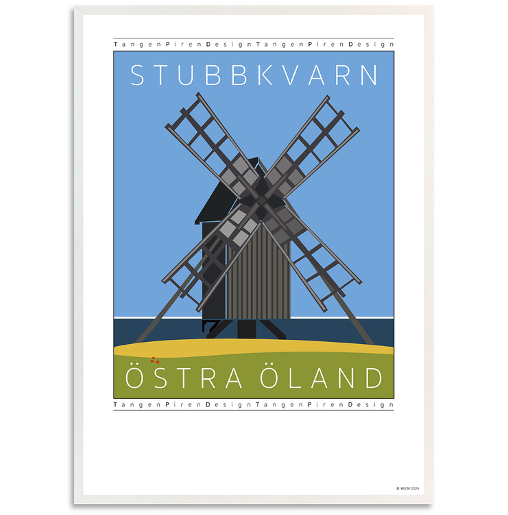Poster Stubbkvarn Öland med vit ram