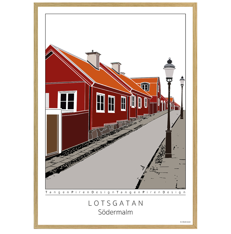 Poster Lotsgatan Södermalm med ekram 50x70