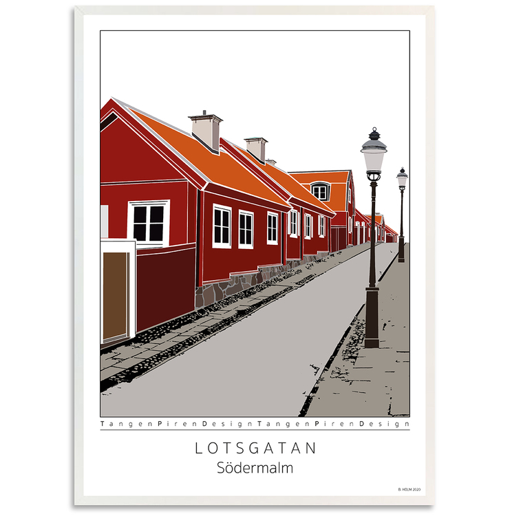 Poster Lotsgatan Södermalm med vit 50x70