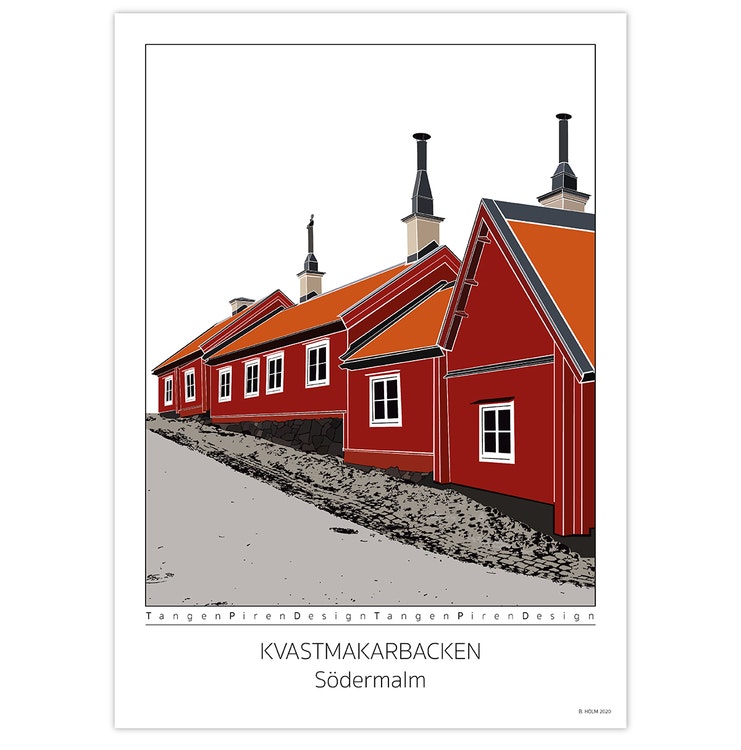 Poster Kvastmakarbacken Södermalm utan ram 50x70
