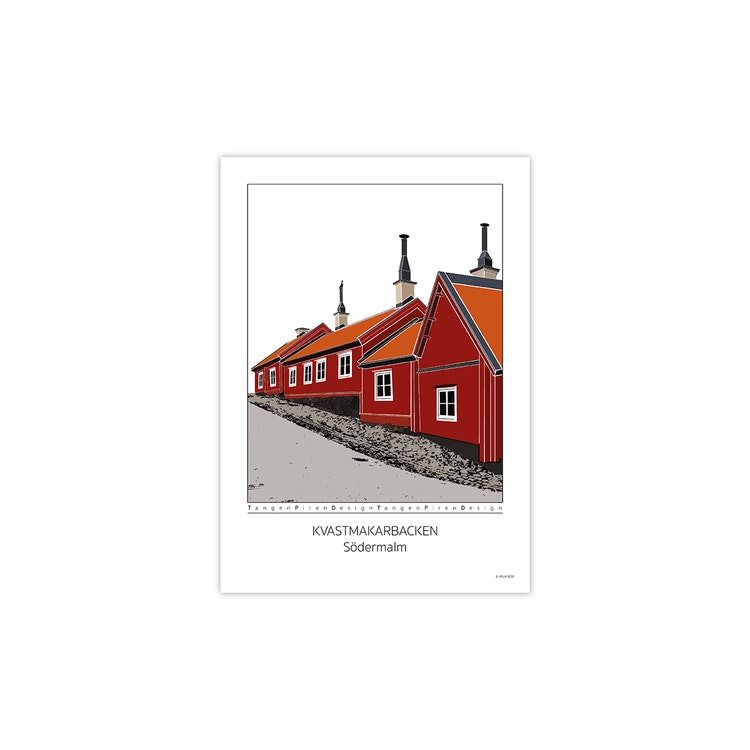 Poster Kvastmakarbacken Södermalm utan ram 30x42 cm