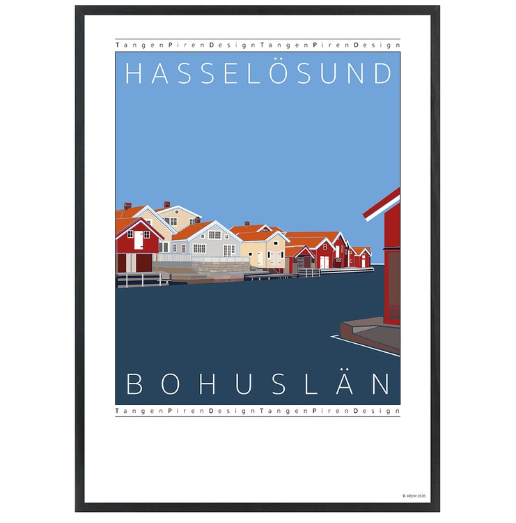 Poster Hasselösund med svart ram