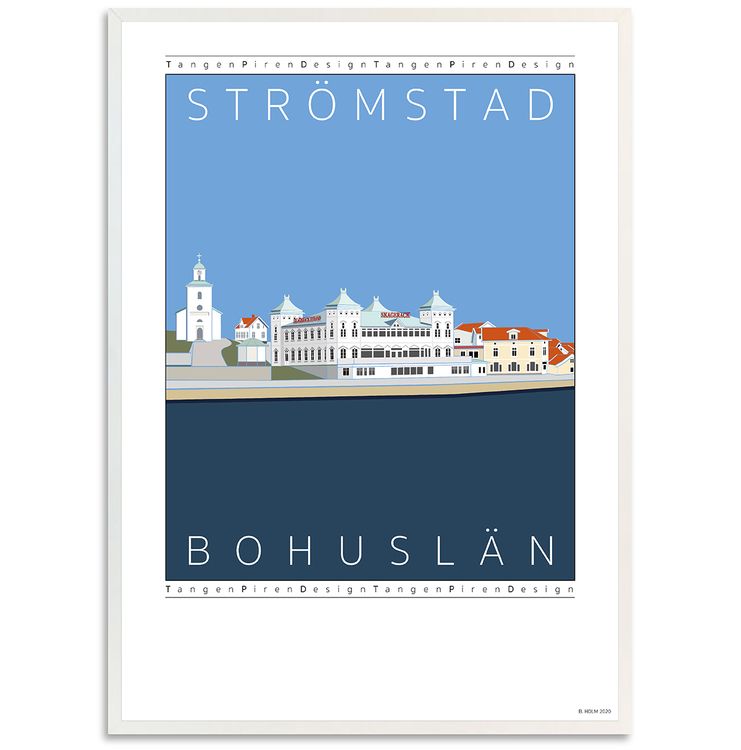 Poster Strömstads Hamn med vit ram