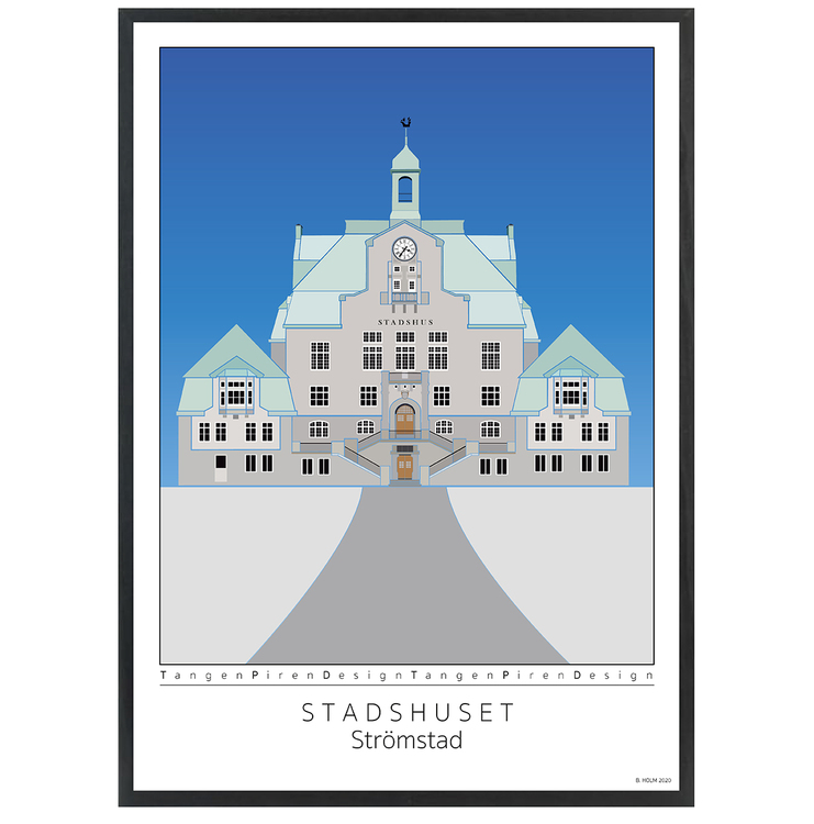 Poster Strömstads Stadshus med svart ram