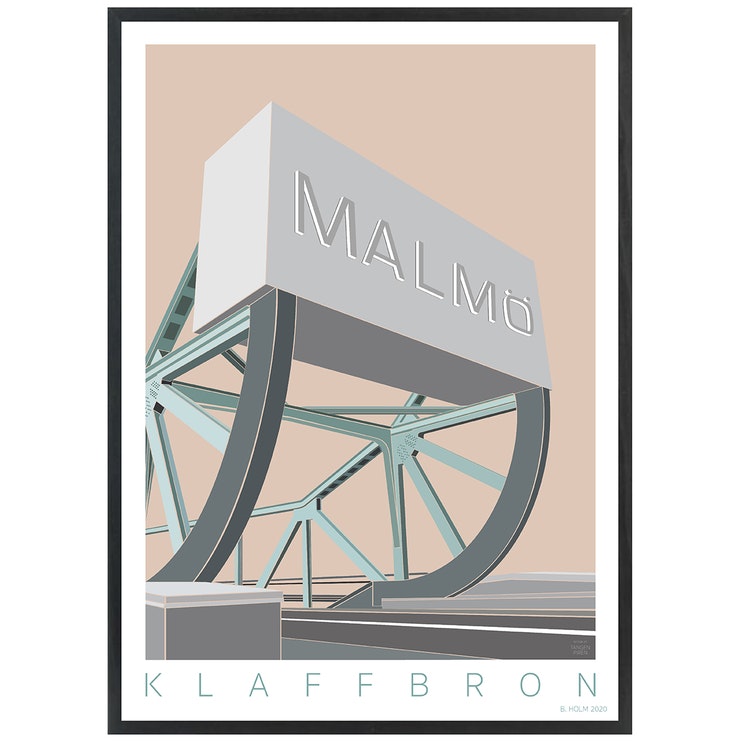 Poster Klaffbro Malmö med svart ram
