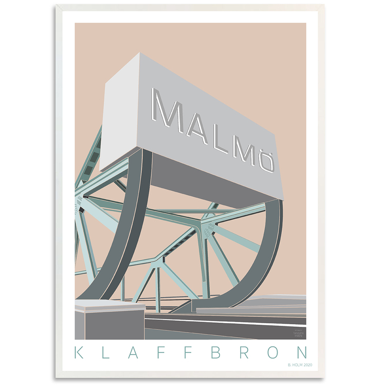 Poster Klaffbro Malmö med vit ram
