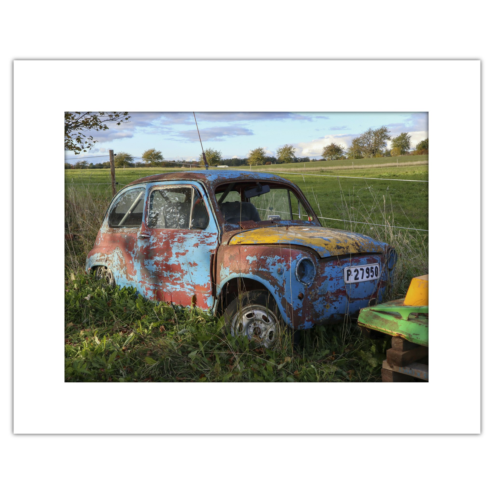 Foto Fiat i Gräset 50x40 utan ram med passepartout