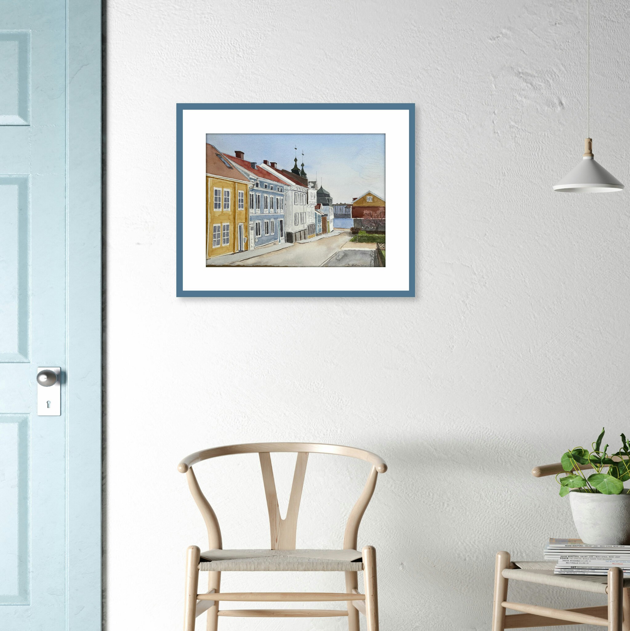 Akvarell Drottninggatan Marstrand interiörbild