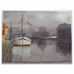 Akvarell Asta Smögens hamn SÅLD