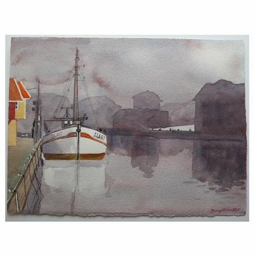 Akvarell Asta Smögens hamn SÅLD