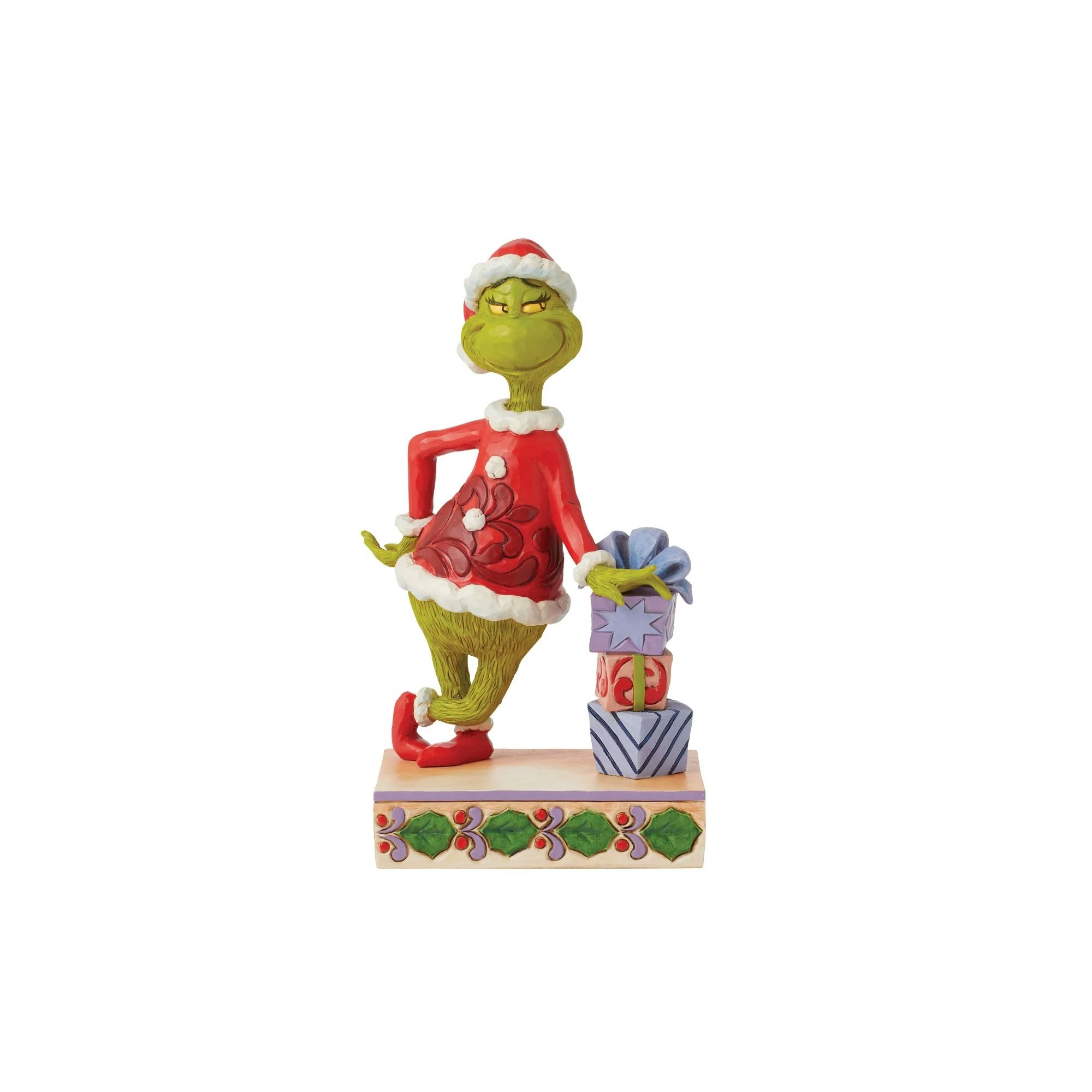 Grinch Leaning on Presents