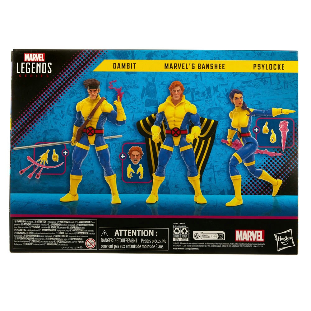 X-Men 60th Anniversary Marvel Legends Action Figure 3-Pack Gambit, Marvel's Banshee, Psylocke