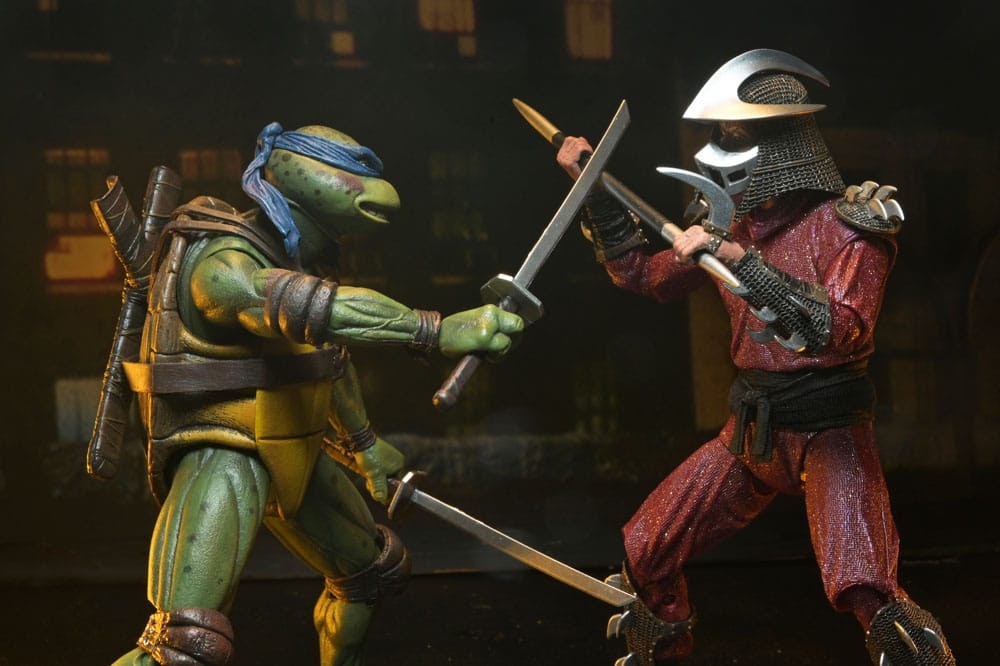 TMNT (1990 Movie) Action Figure Roof Top Battle Shredder vs Leo 18 cm (Totalpris 995-)