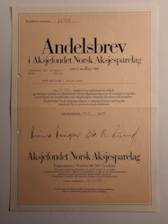 Andelsbrev - Norsk aksjesparelag 1968