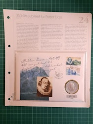 Myntbrev 24 350 års jubileet for Petter Dass
