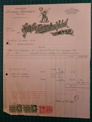 Faktura Gjøvik Mineralvandfabrik 1942 m/omsetningsmerker
