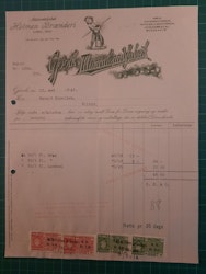 Faktura Gjøvik Mineralvandfabrik 1942 m/omsetningsmerker