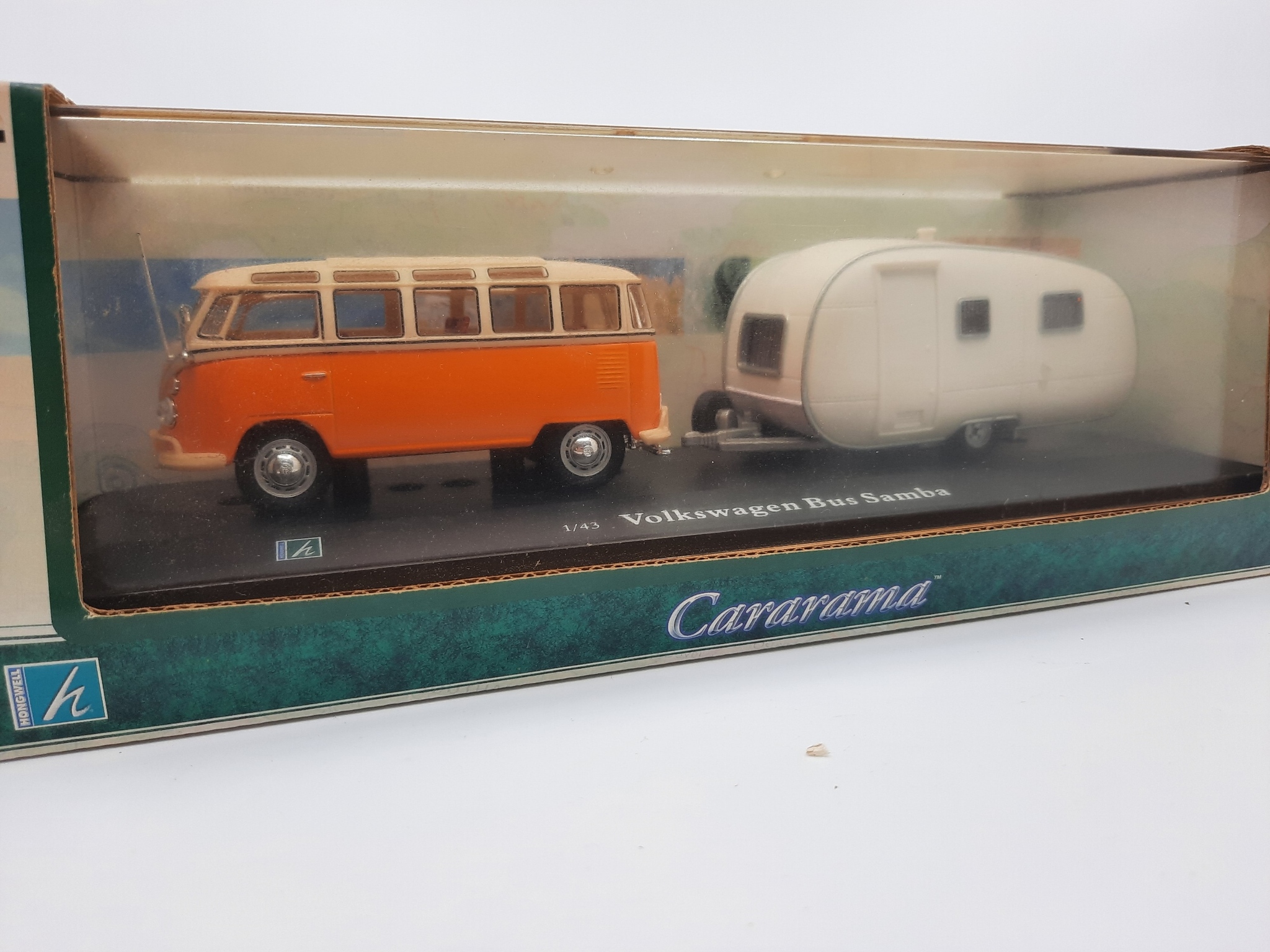 Volkswagen Bus Samba + Campingvogn 1:43