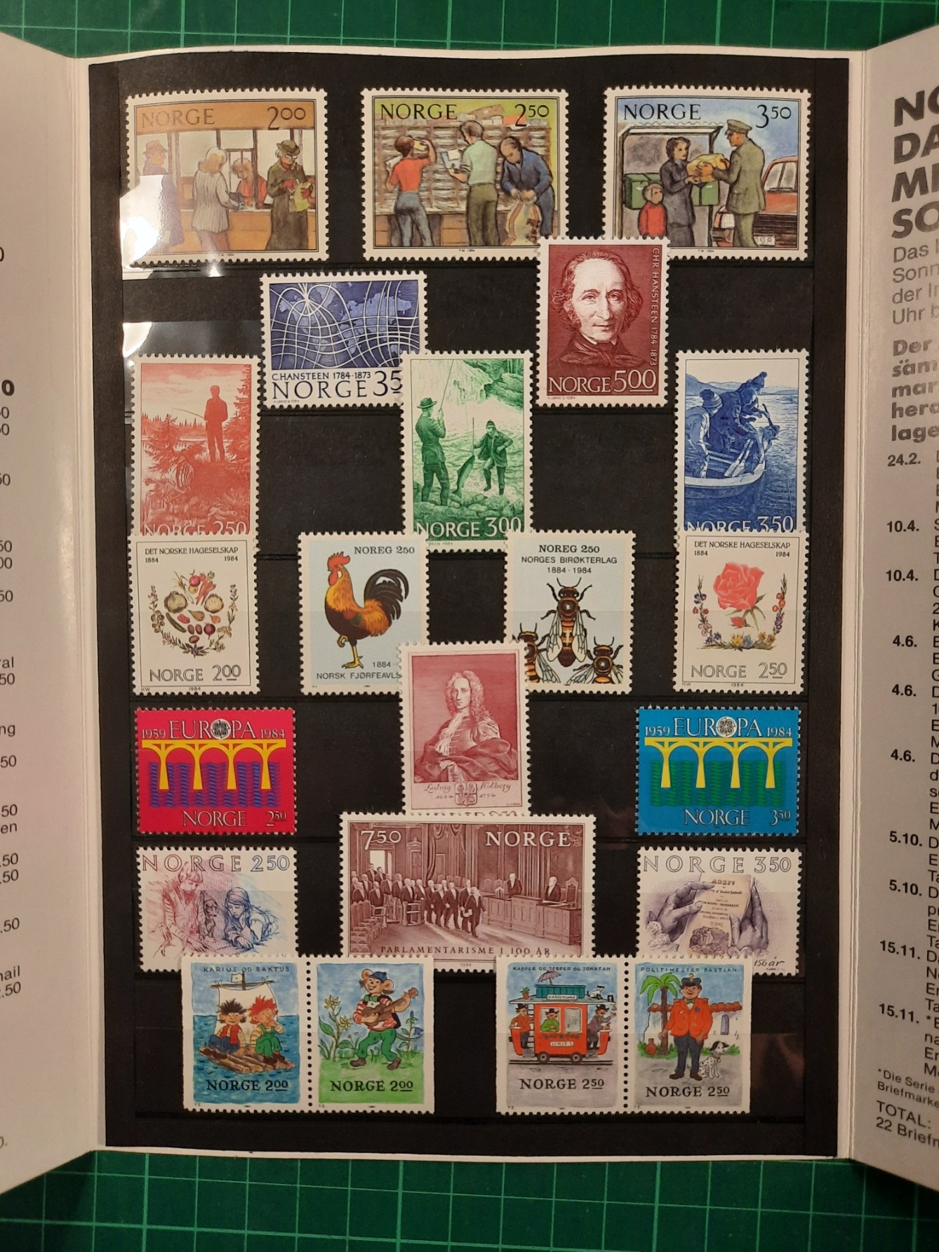 Årssett Norske frimerker 1984
