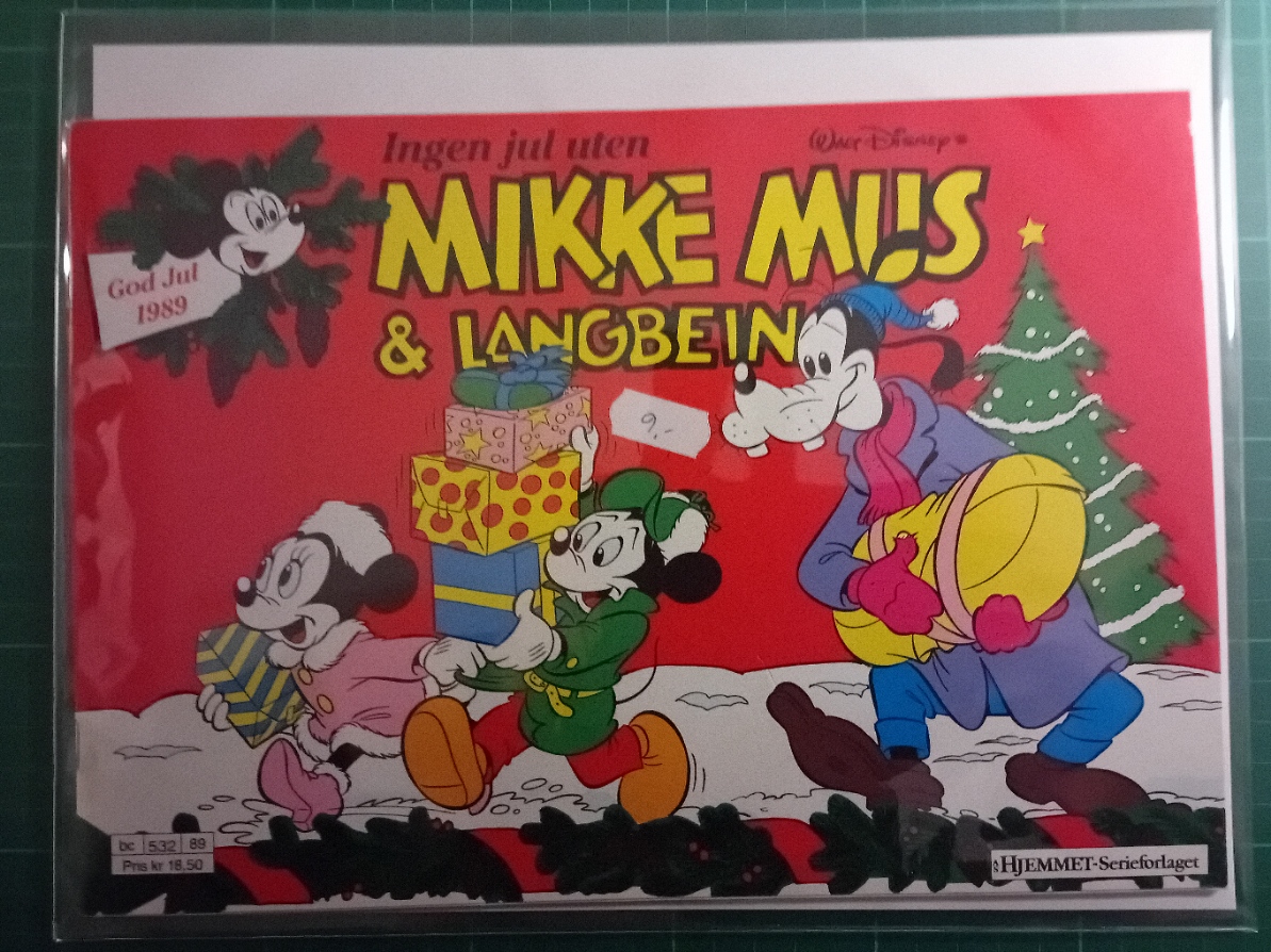 Mikke Mus & Langbein 1989 m/plastlomme og bakplate