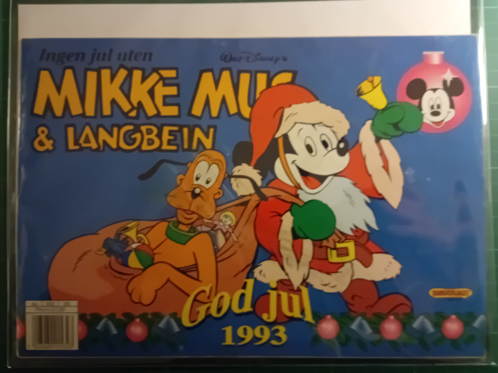 Mikke Mus & Langbein 1993 m/plastlomme og bakplate