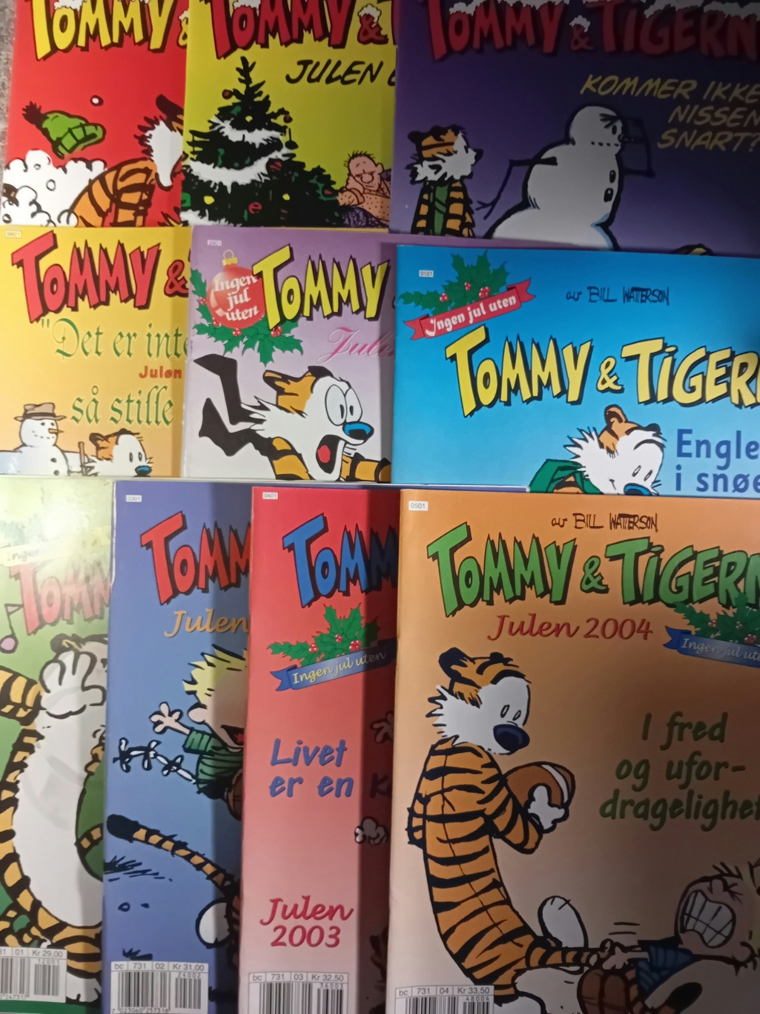 Pakke Tommy & Tigern julen 1994 - 2004 (10 stykk)